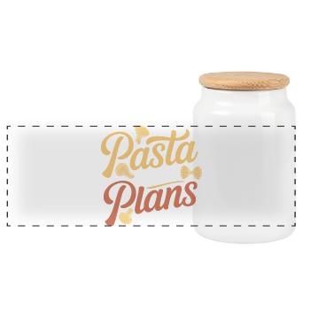 Pasta instead of plans | Noodle Humor - Panoramic Cookie Jar with Wooden Lid - white - Front
