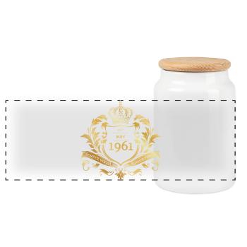 65. Geburtstag Semper Verum - Established 05/1961 - Panoramic Cookie Jar with Wooden Lid - white - Front