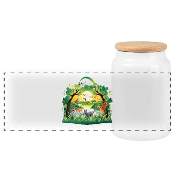 Paradis animalier dans le cercle de la jungle - Boîte à biscuits avec couvercle en bois - blanc - Devant