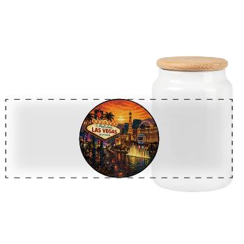 Las Vegas Nevada Sunset Vacation Design - Panoramic Cookie Jar with Wooden Lid - white - Front
