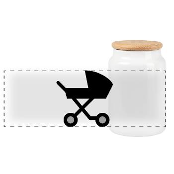 baby carriage - Panoramic Cookie Jar with Wooden Lid - white - Front