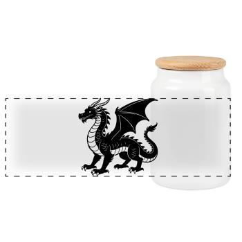 dragon - Boîte à biscuits avec couvercle en bois - blanc - Devant