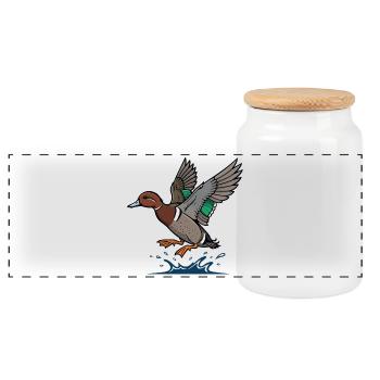 Canard Colvert En Vol Nature Sauvage Étang - Boîte à biscuits avec couvercle en bois - blanc - Devant
