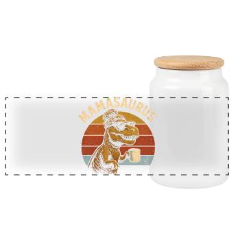 Mamasaurus Maman Maman Idée de cadeau Humour Drôle - Boîte à biscuits avec couvercle en bois - blanc - Devant