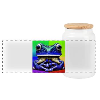 grenouille - Boîte à biscuits avec couvercle en bois - blanc - Devant