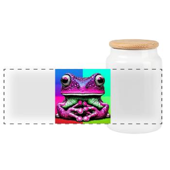 grenouille - Boîte à biscuits avec couvercle en bois - blanc - Devant