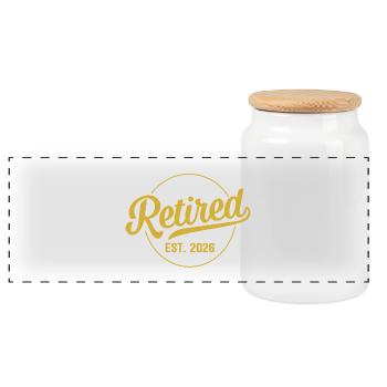 Pension officiellement retraitée en 2026 - Boîte à biscuits avec couvercle en bois - blanc - Devant