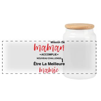 Mission maman accomplie - future meilleure mamie - Boîte à biscuits avec couvercle en bois - blanc - Devant