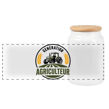 Génération agriculteur logo passion agriculture - Boîte à biscuits avec couvercle en bois - blanc - Devant