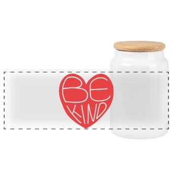 Cœur rouge mignon Be Kind, dessin à la main - Boîte à biscuits avec couvercle en bois - blanc - Devant