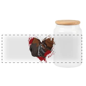La bouche d'un cheval avec un mors, et un coeur - Boîte à biscuits avec couvercle en bois - blanc - Devant