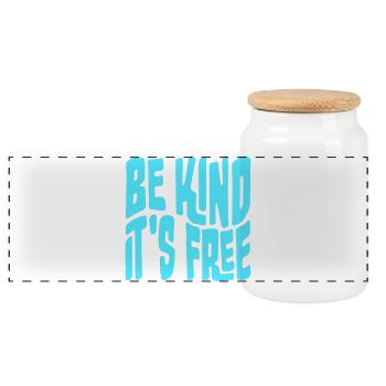 Be Kind It's Free Kindness Statement Saying - Panoramic Cookie Jar with Wooden Lid - white - Front