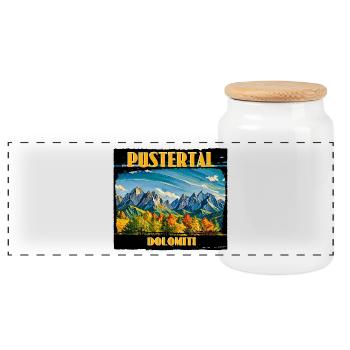 Val Pusteria Dolomites - Boîte à biscuits avec couvercle en bois - blanc - Devant