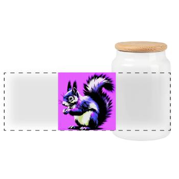 squirrel - Panoramic Cookie Jar with Wooden Lid - white - Front