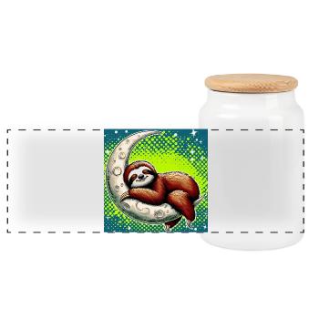 La paresse dort sur la Lune - Boîte à biscuits avec couvercle en bois - blanc - Devant