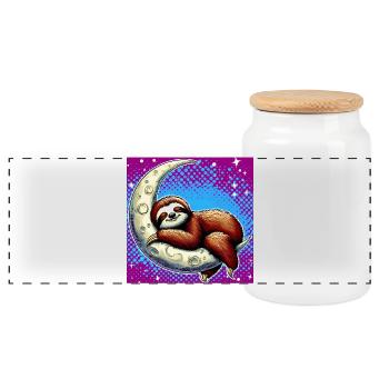 La paresse dort sur la Lune - Boîte à biscuits avec couvercle en bois - blanc - Devant
