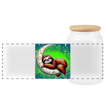 La paresse dort sur la Lune - Boîte à biscuits avec couvercle en bois - blanc - Devant
