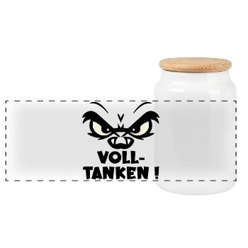 Emotionen Volltanken - Panorama Keksdose mit Holzdeckel - Weiß - Vorne