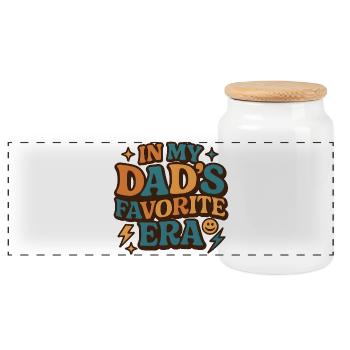 In My Dad's Favorite Era Daughter Families Humor - Panoramic Cookie Jar with Wooden Lid - white - Front
