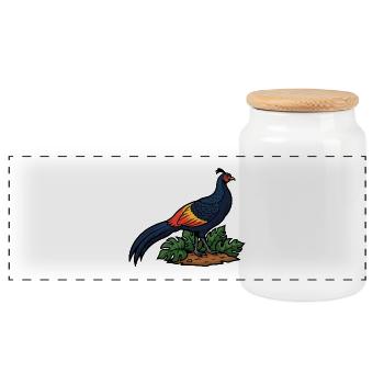Majestic Ring-neck Pheasant Wild Nature - Panoramic Cookie Jar with Wooden Lid - white - Front