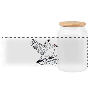 Alpine Ptarmigan in Flight Wilderness Winter - Panoramic Cookie Jar with Wooden Lid - white - Front