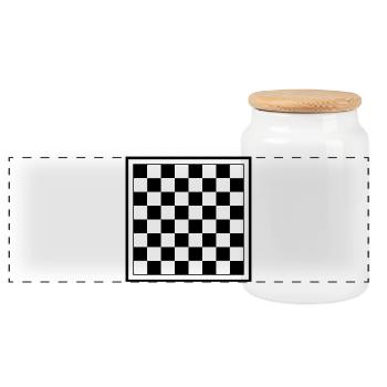Chess Board - Panoramic Cookie Jar with Wooden Lid - white - Front