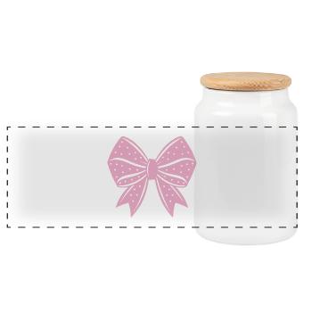 Cheer bow - Panoramic Cookie Jar with Wooden Lid - white - Front