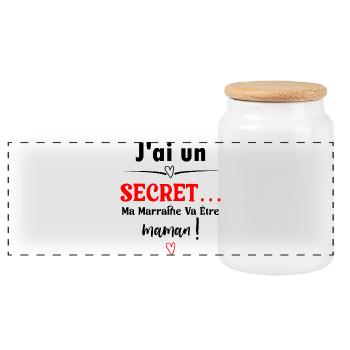 J’ai un secret ma marraine va être maman - Boîte à biscuits avec couvercle en bois - blanc - Devant