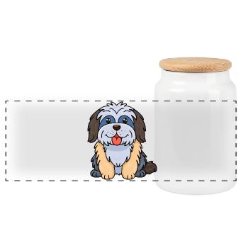 Kunterbunter Zottelhund (comic) - Panoramic Cookie Jar with Wooden Lid - white - Front
