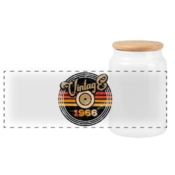 Millésime 1966 - Boîte à biscuits avec couvercle en bois - blanc - Devant
