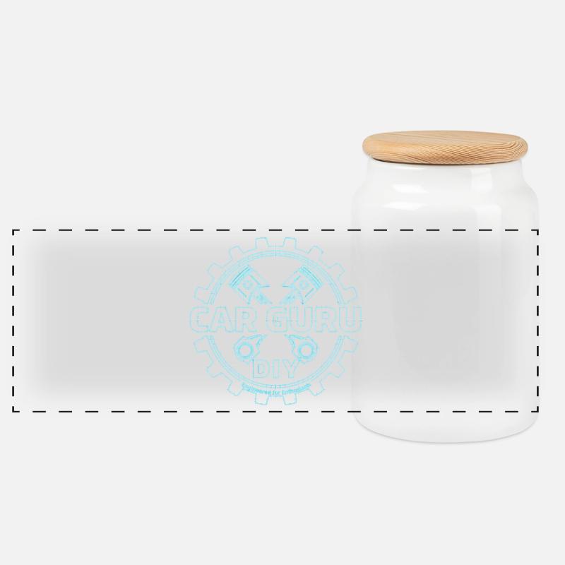 Blueprint Edition - Panoramic Cookie Jar with Wooden Lid - white