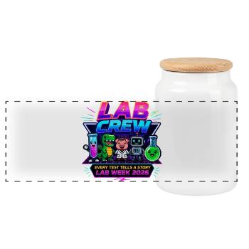 Lab Crew 2026: Comic Strip Lab Team - Panoramic Cookie Jar with Wooden Lid - white - Front