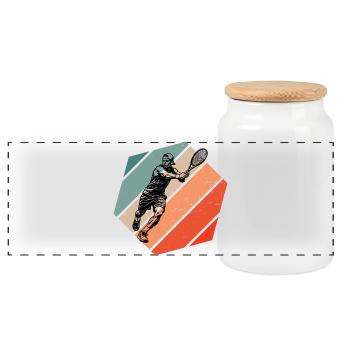 Idée cadeau pour un tennis avec tennis - Boîte à biscuits avec couvercle en bois - blanc - Devant