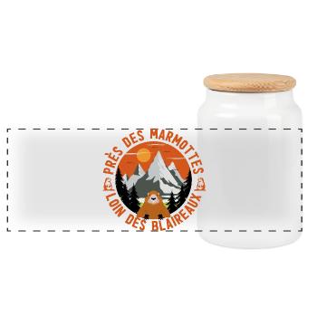 Marmotte Montagne Circulaire - Boîte à biscuits avec couvercle en bois - blanc - Devant