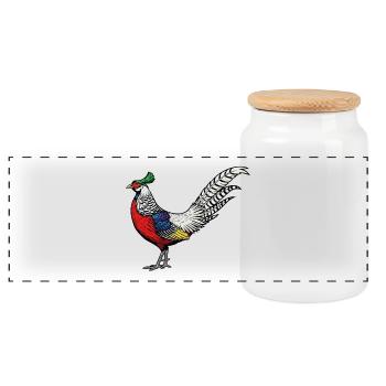 Faisan de Lady Amherst Nature Sauvage Collection - Boîte à biscuits avec couvercle en bois - blanc - Devant