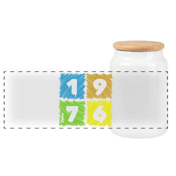 50th Birthday Colored Patches since 06/1976 - Panoramic Cookie Jar with Wooden Lid - white - Front