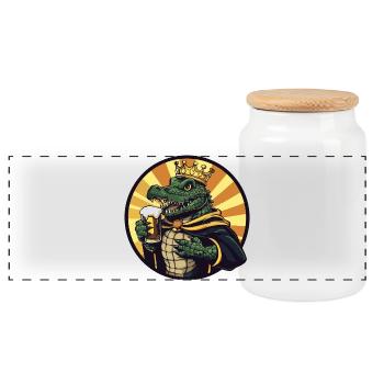 Bière d’alligator drôle - Boîte à biscuits avec couvercle en bois - blanc - Devant