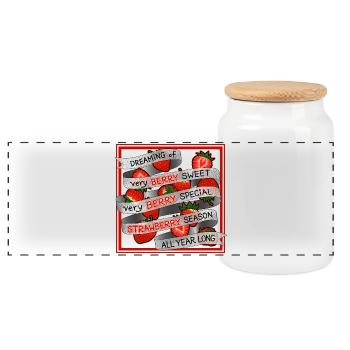 Rêver de fraise toute l’année long_in Cadre - Boîte à biscuits avec couvercle en bois - blanc - Devant