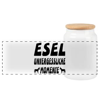 Esel - Panorama Keksdose mit Holzdeckel - Weiß - Vorne