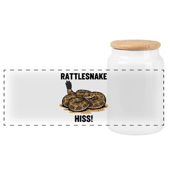 Serpent à Sonnette Venin Danger Rattlesnake Noir - Panoramic Cookie Jar with Wooden Lid - white - Front