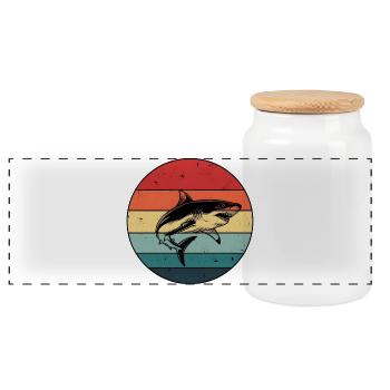Vintage-Hai-Megalodon-Geschenk - Panorama Keksdose mit Holzdeckel - Weiß - Vorne