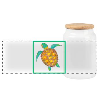 Tortue de mer dessinée à la main - Boîte à biscuits avec couvercle en bois - blanc - Devant