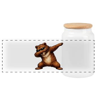 Dabbing Grizzly - Panorama Keksdose mit Holzdeckel - Weiß - Vorne