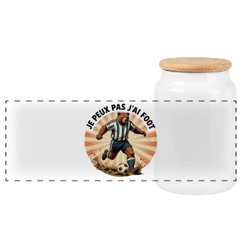 Je peux pas j'ai foot - Boîte à biscuits avec couvercle en bois - blanc - Devant