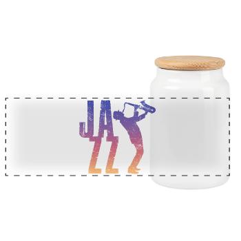 Jazz Retro - Panorama Keksdose mit Holzdeckel - Weiß - Vorne
