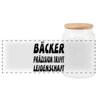 Bäcker - Panorama Keksdose mit Holzdeckel - Weiß - Vorne