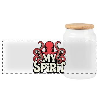 Octopus Spirit - Panoramic Cookie Jar with Wooden Lid - white - Front