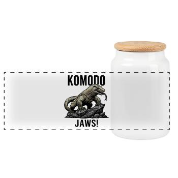 Dragon de Komodo Jaws Danger Lézard Noir - Boîte à biscuits avec couvercle en bois - blanc - Devant