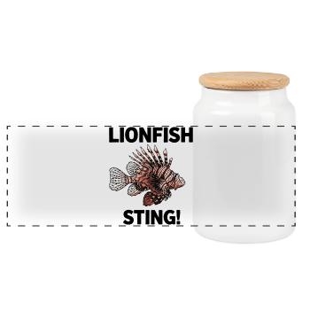 Rascasse Volante Lionfish Danger Sting Noir - Boîte à biscuits avec couvercle en bois - blanc - Devant