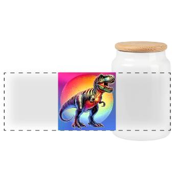 Dinosaurier - Panorama Keksdose mit Holzdeckel - Weiß - Vorne